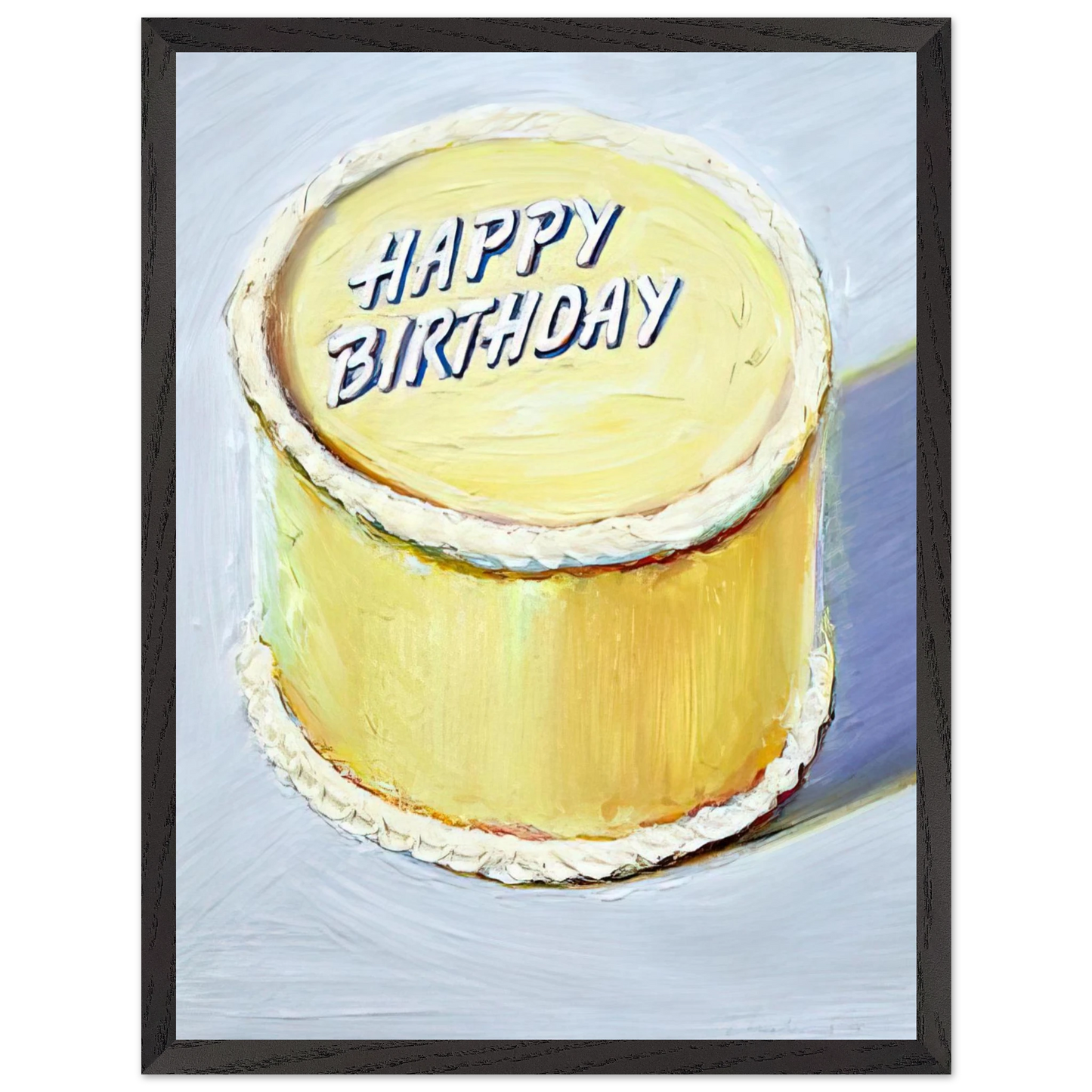 Wayne Thiebaud - Happy Birthday Cake - 1975 Wall Art - 21x29.7 cm / 8x12" - Premium Wooden Framed Poster With Fine Art Paper - Black frame