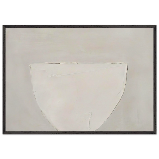 Bowl White on Grey - 1962 - William Scott 70x100 cm / 28x40 inches Framed Art Print – Black Wooden Frame