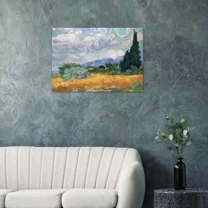 Wheatfield with cypress tree - Vincent van Gogh Brushed Aluminum Print - 70x100 cm / 28x40 inches | Vincent van Gogh Aluminum Print | Vincent van Gogh Prints