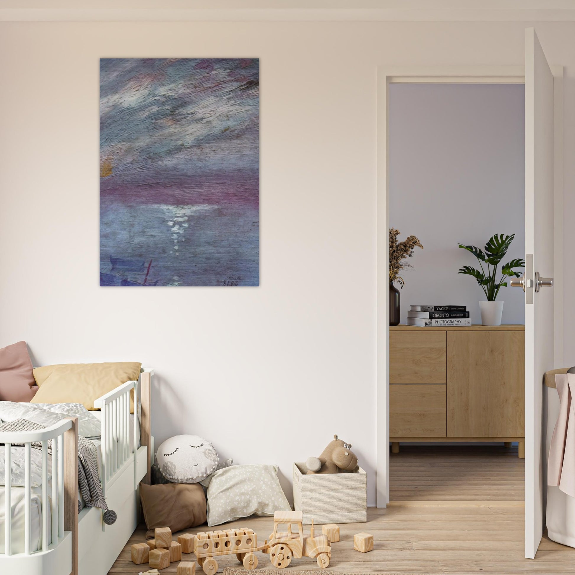 MOONLIGHT OVER THE BAY AT CADAQUES - Salvador Dali Brushed Aluminum Print - 70x100 cm / 28x40 inches | Salvador Dali Aluminum Print | Salvador Dali Prints