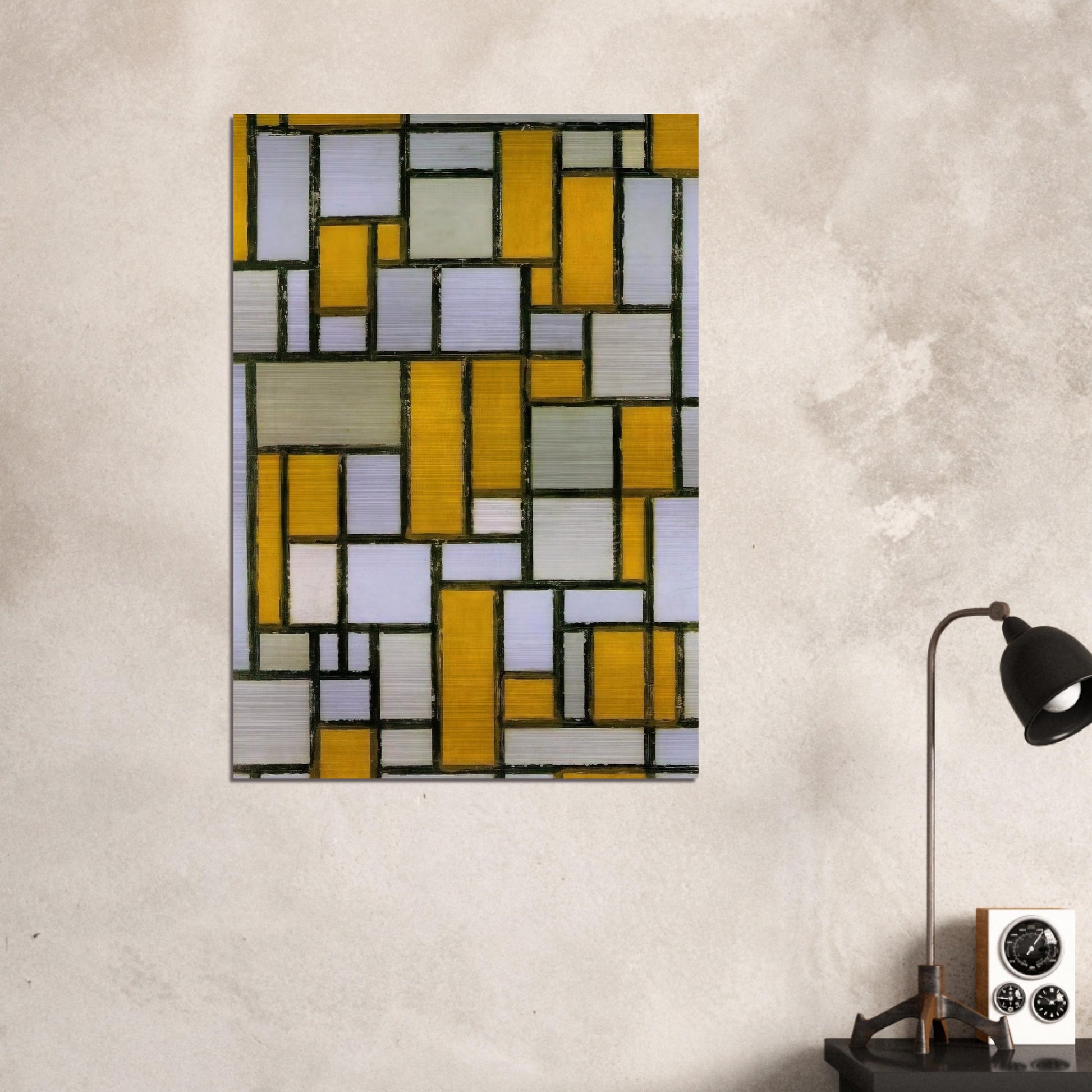Composition with Gray and Light Brown - Piet Mondrian Brushed Aluminum Print - 70x100 cm / 28x40 inches | Piet Mondrian Aluminum Print | Piet Mondrian Prints