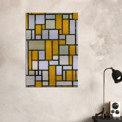 Composition with Gray and Light Brown - Piet Mondrian Brushed Aluminum Print - 70x100 cm / 28x40 inches | Piet Mondrian Aluminum Print | Piet Mondrian Prints