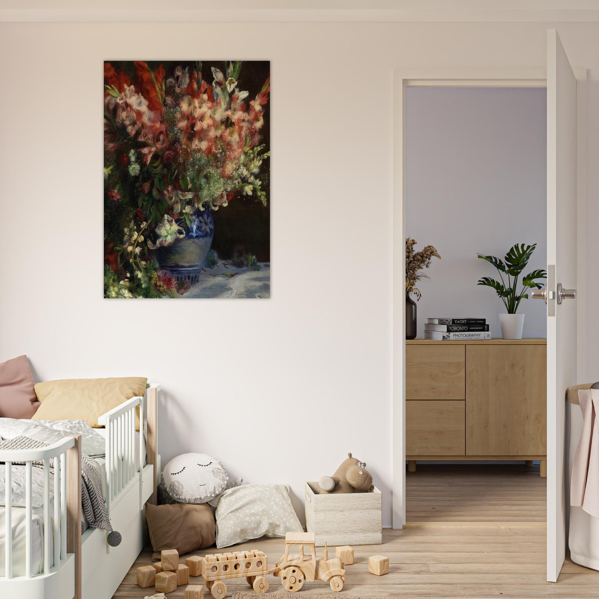 Gladiolas in a Vase - Pierre-Auguste Renoir Brushed Aluminum Print - 70x100 cm / 28x40 inches | Pierre-Auguste Renoir Aluminum Print | Pierre-Auguste Renoir Prints