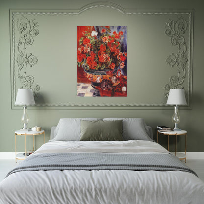 Geraniums and Cats - Pierre-Auguste Renoir Brushed Aluminum Print - 70x100 cm / 28x40 inches | Pierre-Auguste Renoir Aluminum Print | Pierre-Auguste Renoir Prints