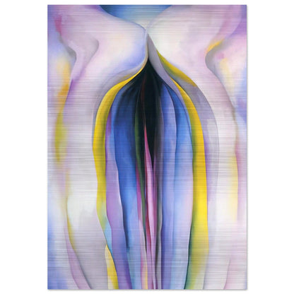 Grey Line With Black, Blue And Yellow - Georgia O'Keeffe Brushed Aluminum Print - 70x100 cm / 28x40 inches | Georgia O'Keeffe Aluminum Print | Georgia O'Keeffe Prints
