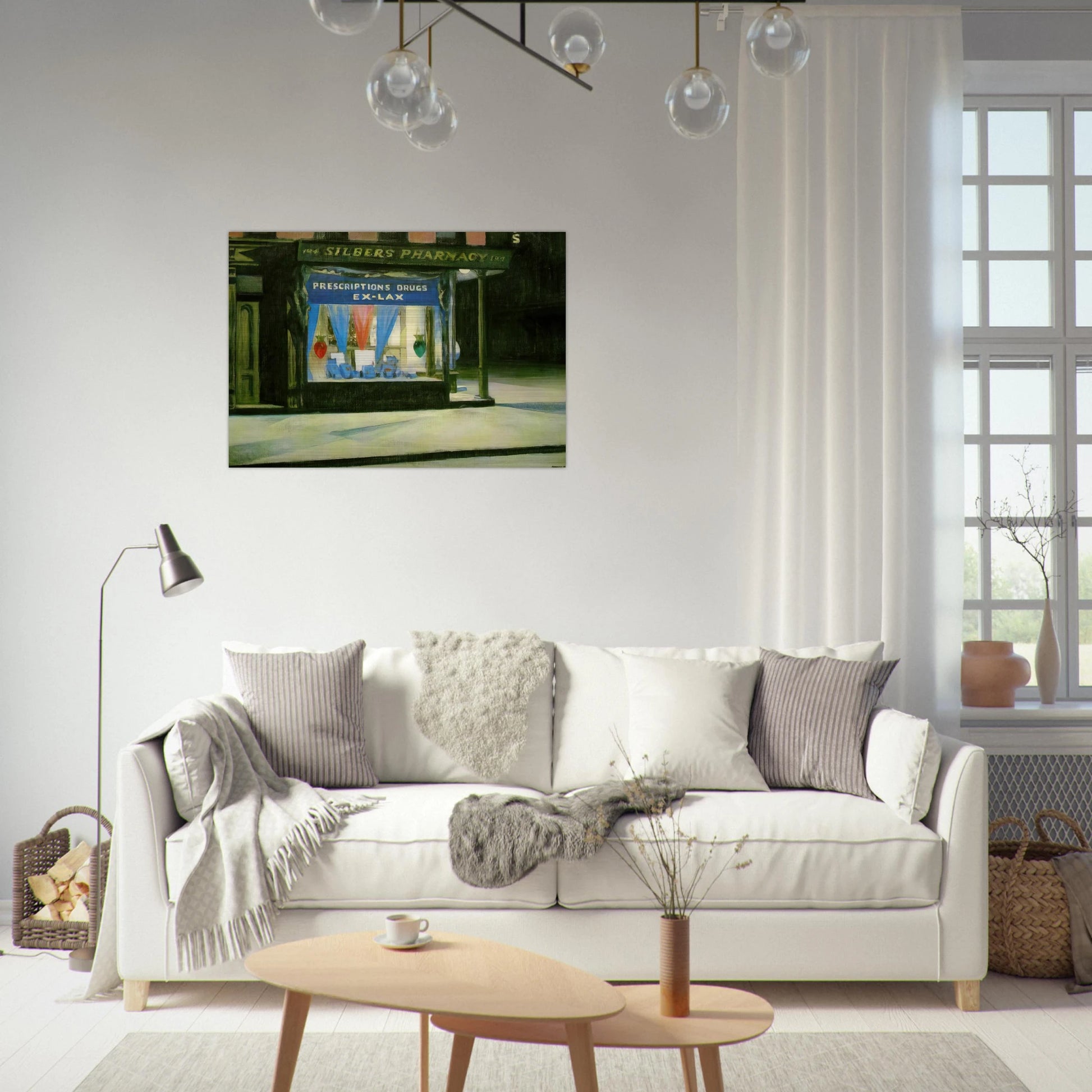 Drug Store - Edward Hopper Brushed Aluminum Print - 70x100 cm / 28x40 inches | Edward Hopper Aluminum Print | Edward Hopper Prints