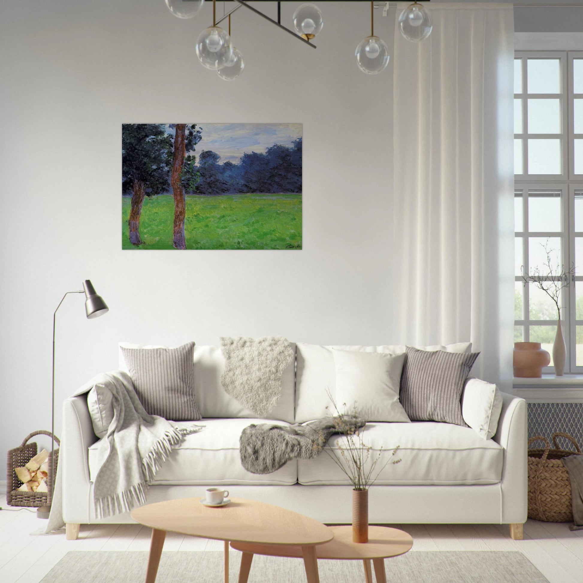 Two Trees in a Meadow - claude monet Brushed Aluminum Print - 70x100 cm / 28x40 inches | claude monet Aluminum Print | claude monet Prints