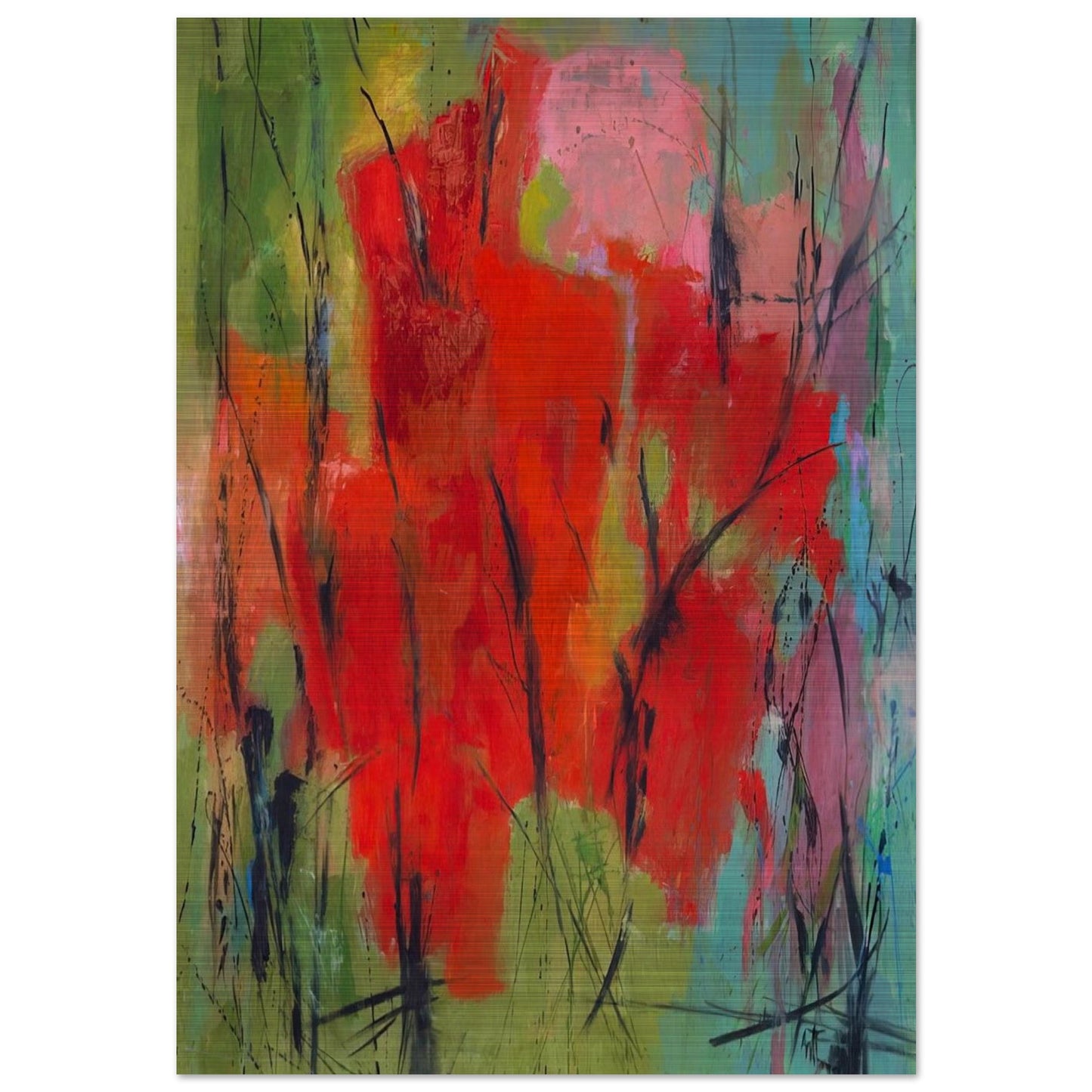 RED ABSTRACTION 1960 - Alma Woodsey Thomas Brushed Aluminum Print - 70x100 cm / 28x40 inches | Alma Woodsey Thomas Aluminum Print | Alma Woodsey Thomas Prints