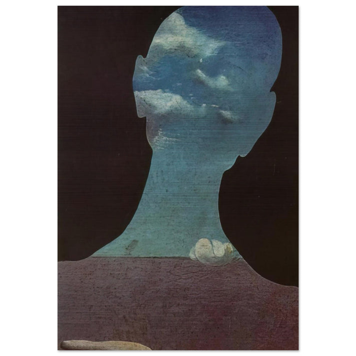MAN WITH HIS HEAD FULL OF CLOUDS - Salvador Dali Brushed Aluminum Print - 70x100 cm / 28x40 inches | Salvador Dali Aluminum Print | Salvador Dali Prints