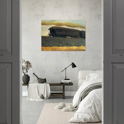 Railroad Train - Edward Hopper Brushed Aluminum Print - 70x100 cm / 28x40 inches | Edward Hopper Aluminum Print | Edward Hopper Prints