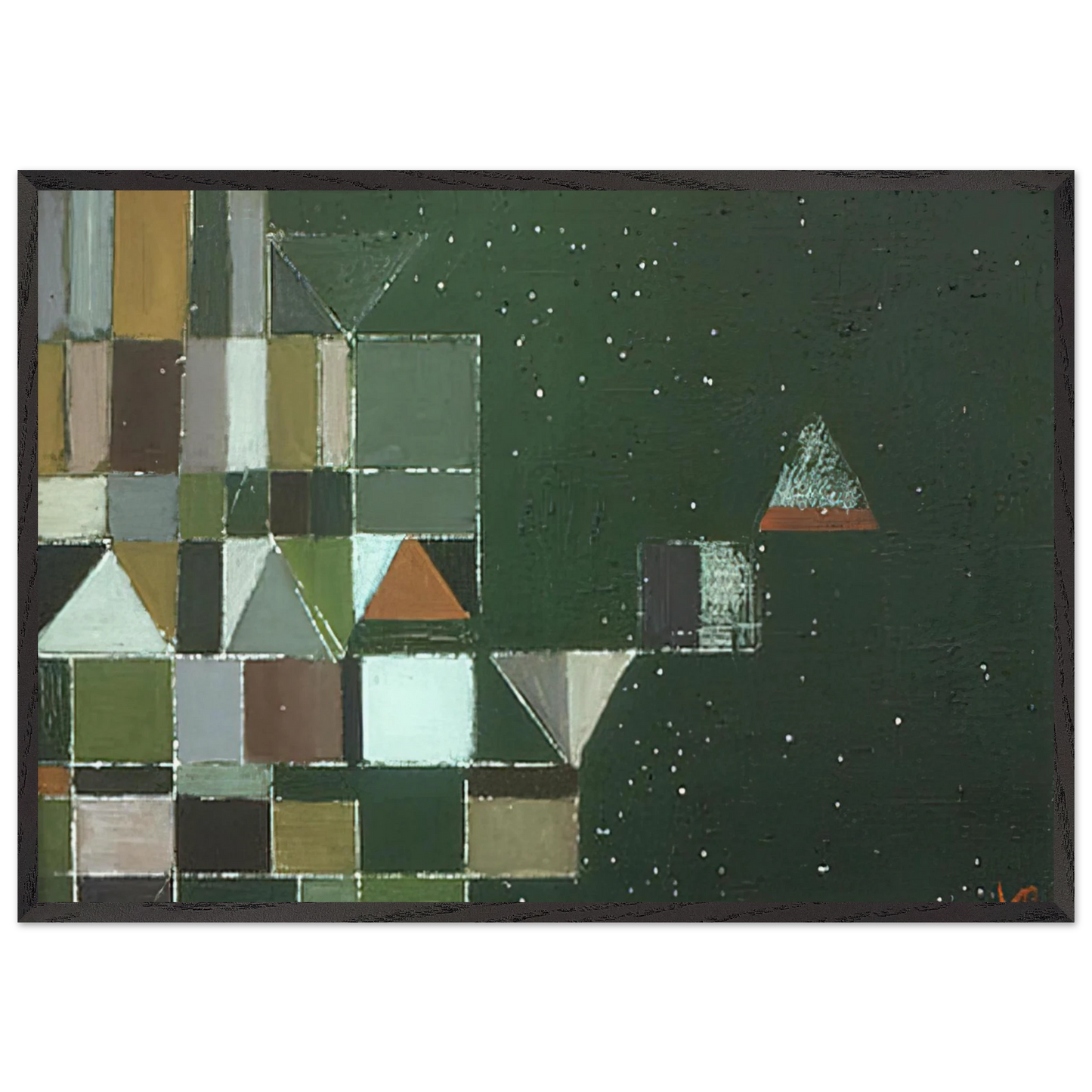 SQUARE MOTIF GREEN LILAC 1948 - Victor Pasmore 70x100 cm / 28x40 inches Framed Art Print – Black Wooden Frame