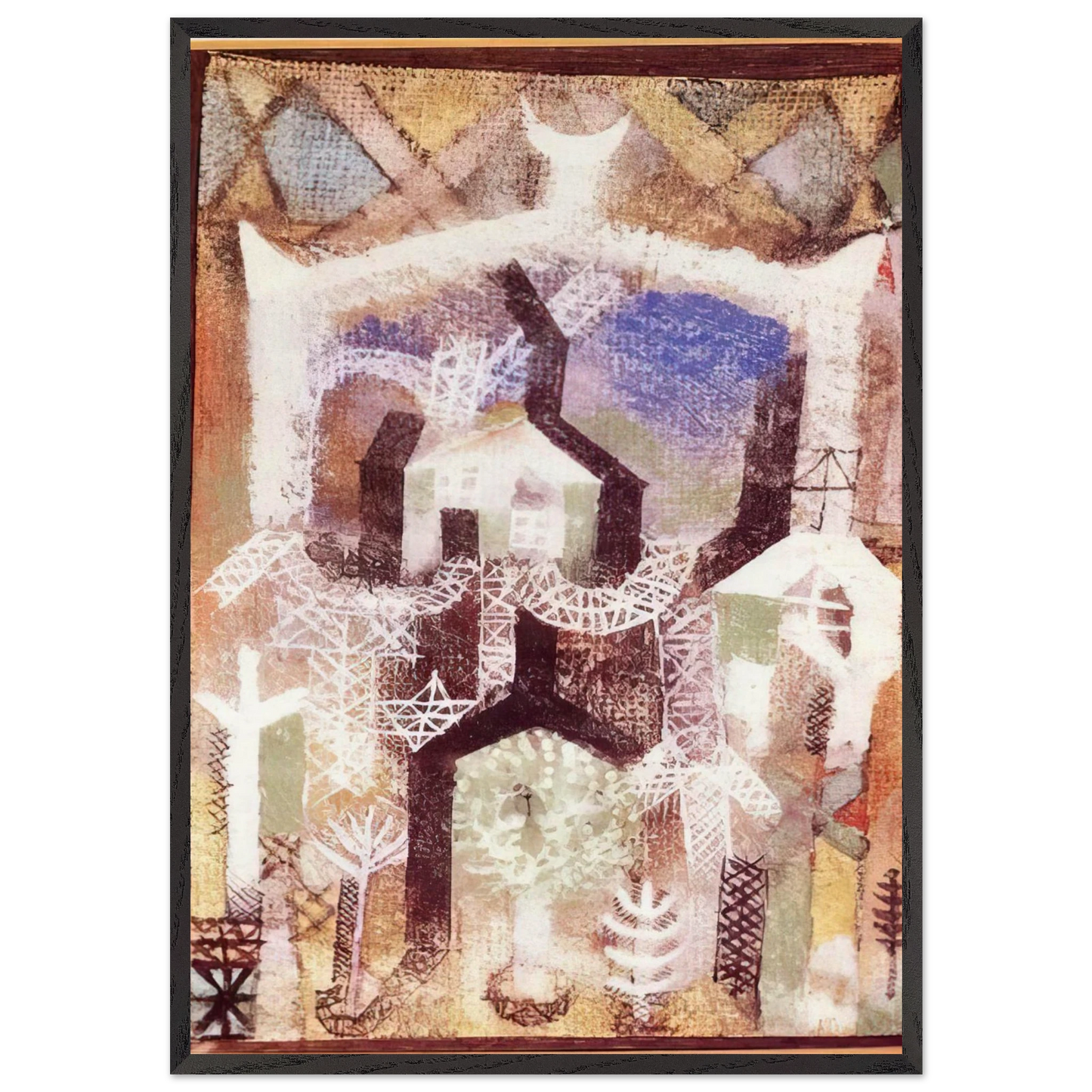 SUMMER HOUSES 1919 - Paul Klee 70x100 cm / 28x40 inches Framed Art Print – Black Wooden Frame