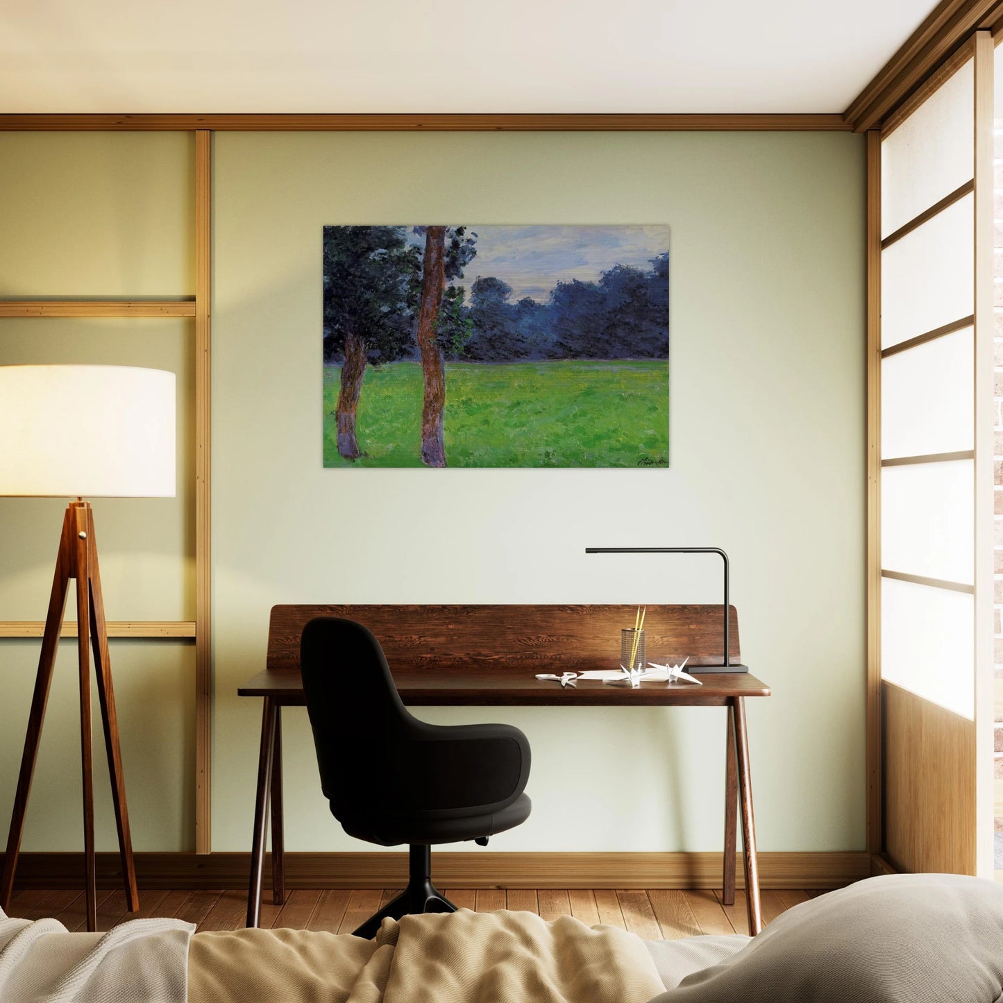 Two Trees in a Meadow - claude monet Brushed Aluminum Print - 70x100 cm / 28x40 inches | claude monet Aluminum Print | claude monet Prints