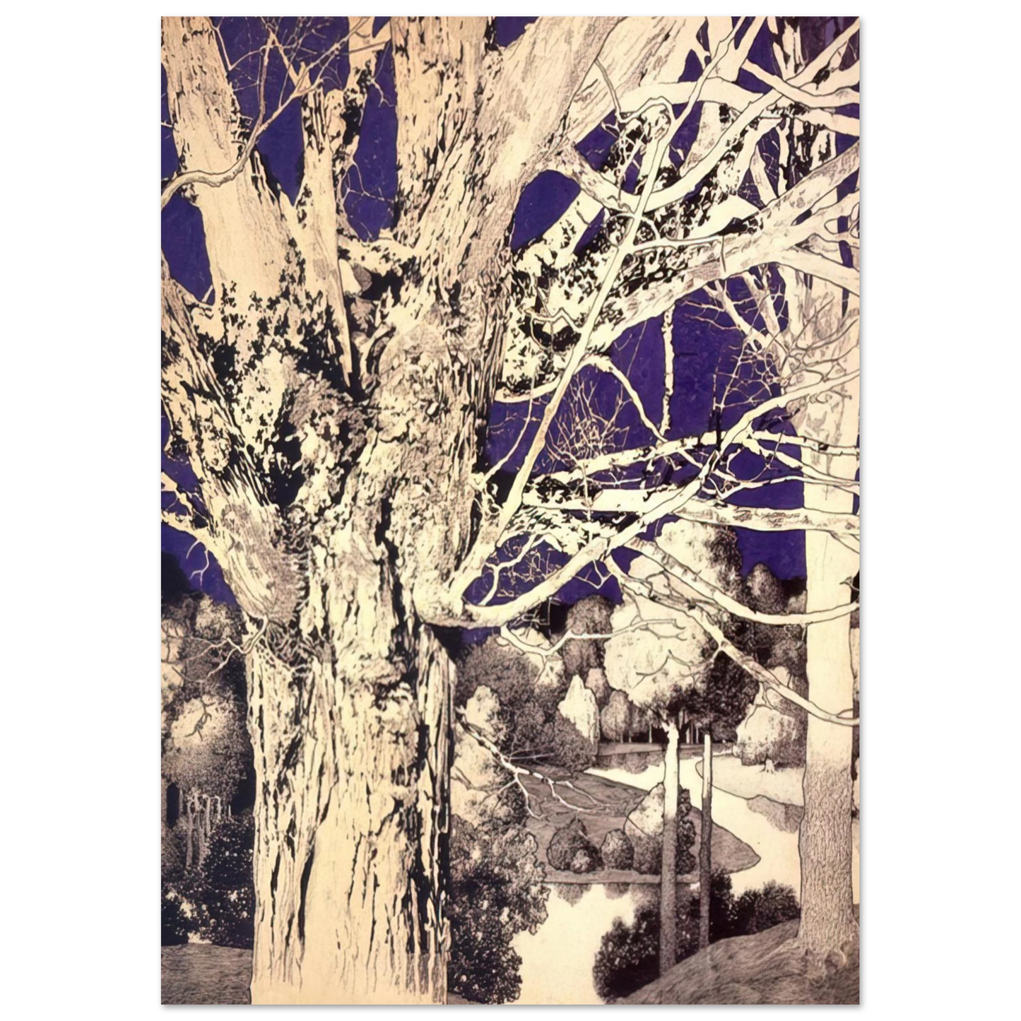 Maxfield Parrish - Solitude Wall Art - 30x40 cm / 12x16 inches - Premium Wooden Framed Poster With Fine Art Paper-canvas - Wood frame