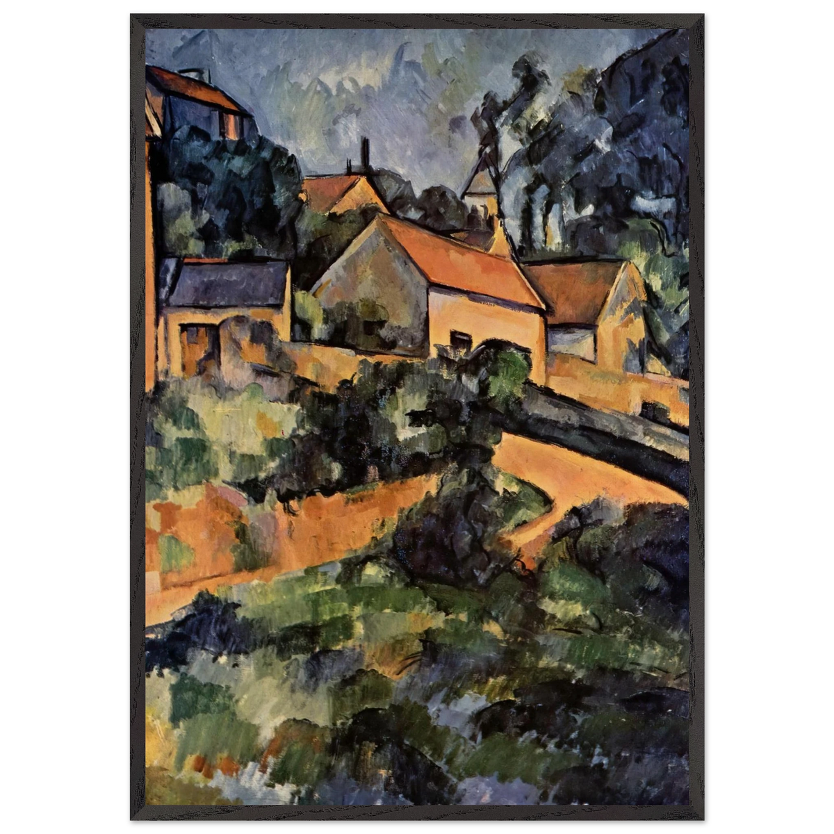 Turning Road at Montgeroult - Paul Cezanne 70x100 cm / 28x40 inches Framed Art Print – Black Wooden Frame