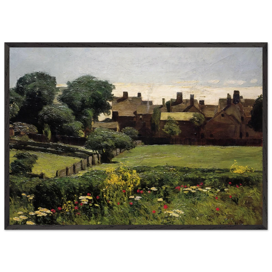 Village Scene - Childe Hassam 70x100 cm / 28x40 inches Framed Art Print – Black Wooden Frame