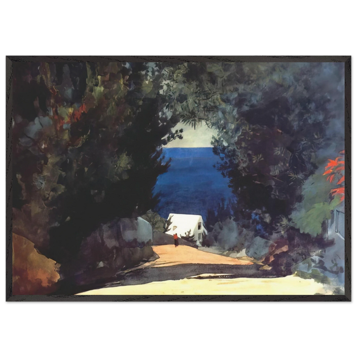 ROAD IN BERMUDA - Winslow Homer 70x100 cm / 28x40 inches Framed Art Print – Black Wooden Frame