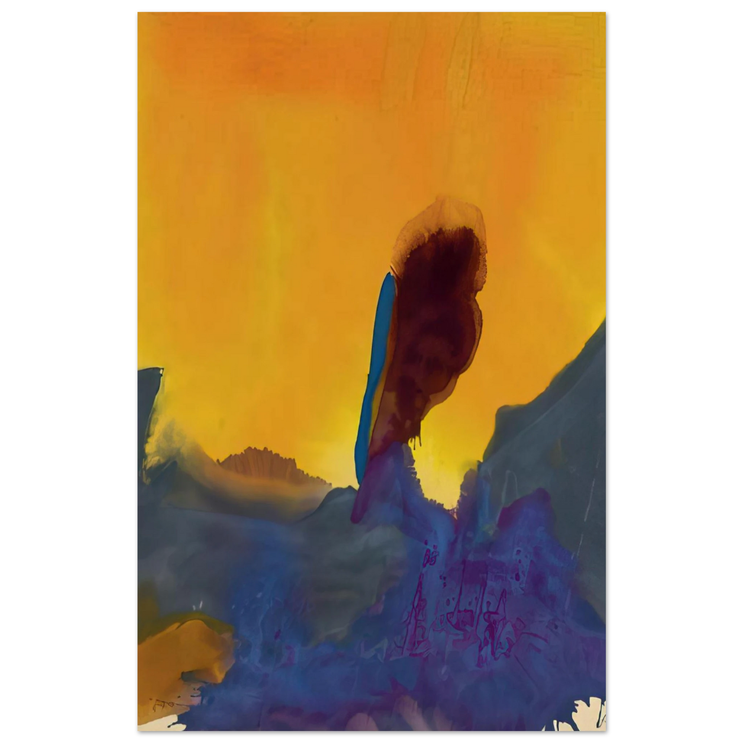 Helen Frankenthaler - Glow II - 1968 Wall art - 20x25 cm / 8x10 inches - Premium Wooden Framed Poster With Fine Art Paper-canvas - Black frame