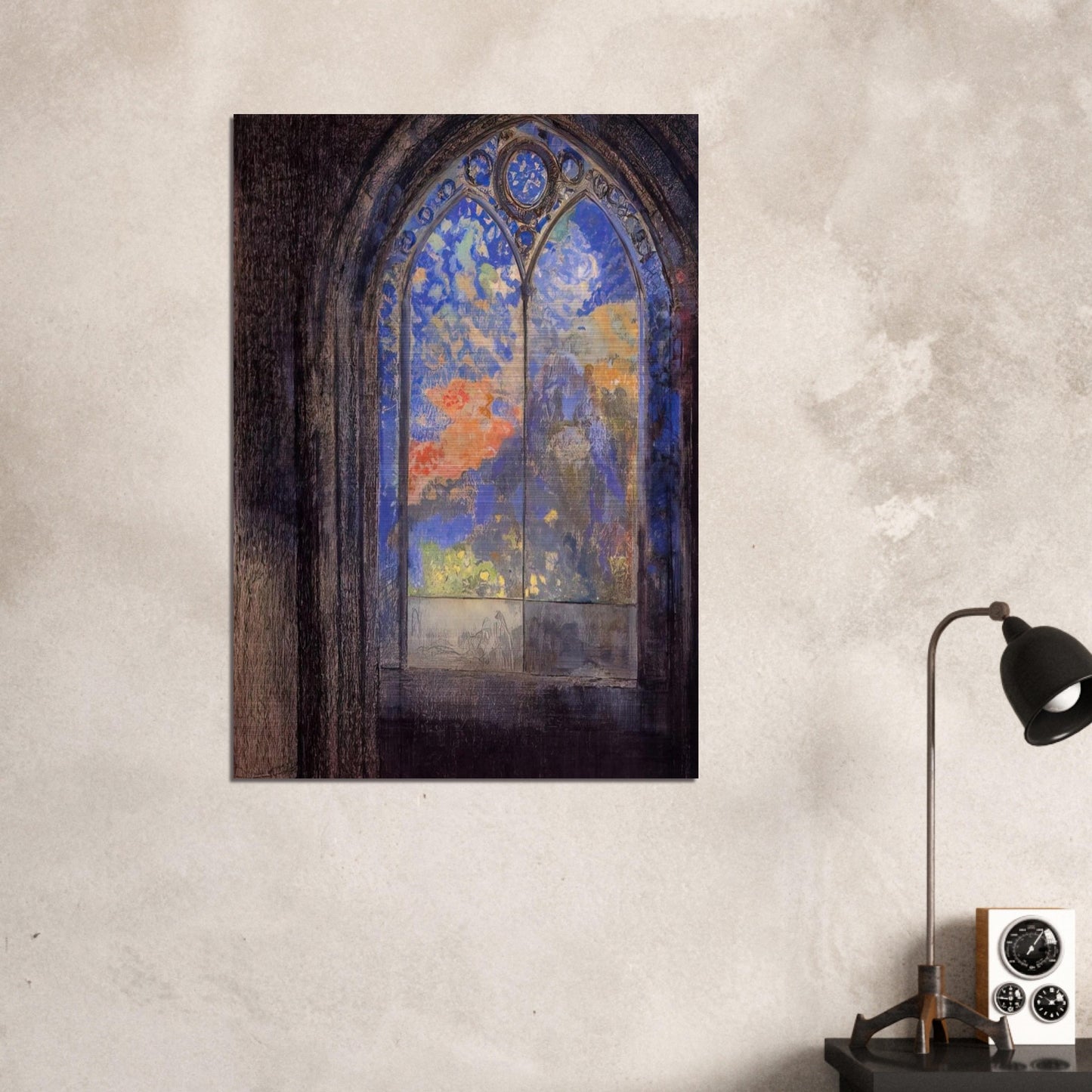 STAINED GLASS WINDOW THE MYSTERIOUS GARDEN - Odilon Redon Brushed Aluminum Print - 70x100 cm / 28x40 inches | Odilon Redon Aluminum Print | Odilon Redon Prints