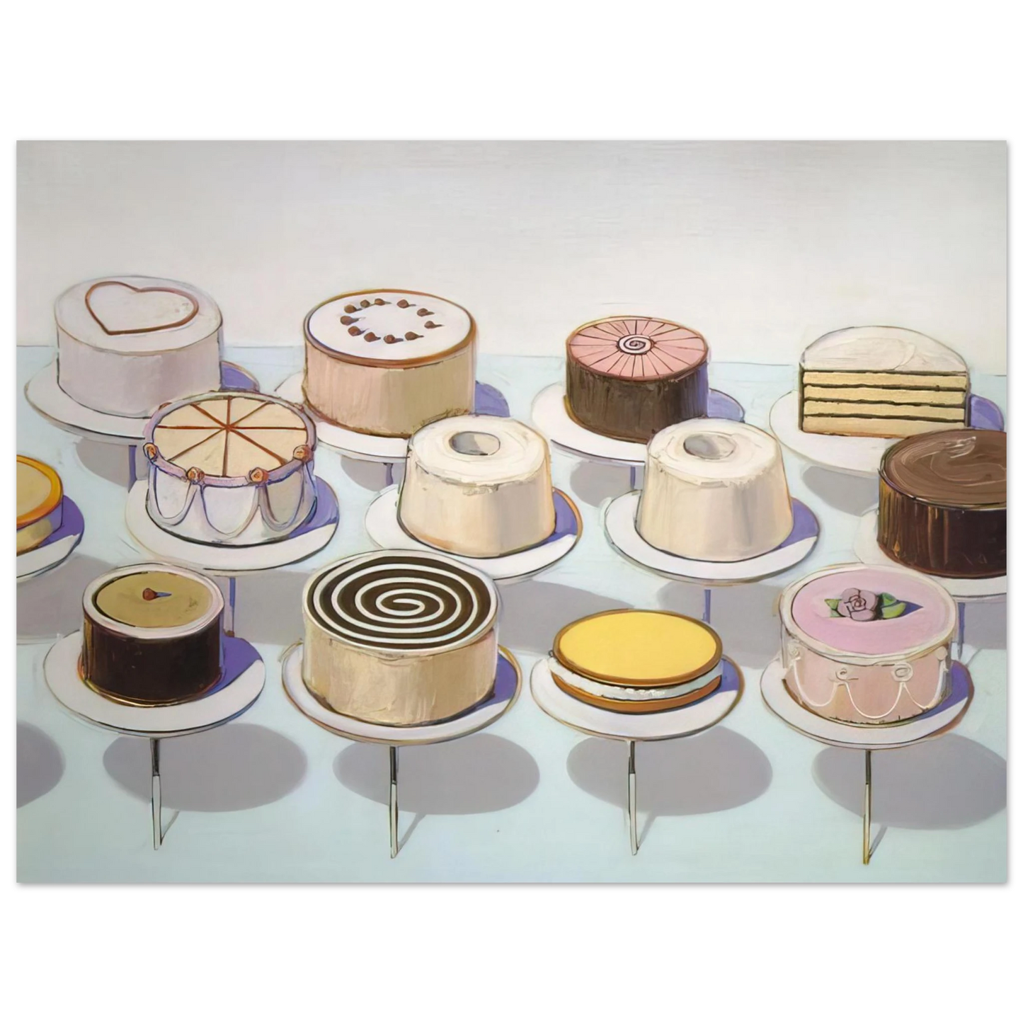 Wayne Thiebaud - Cakes - 1963 Wall Art - 60x80 cm / 24x32 inches - Premium Wooden Framed Poster With Fine Art Paper - Black frame