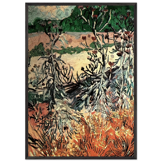 Thistles N2 - Vincent van Gogh 70x100 cm / 28x40 inches Framed Art Print – Black Wooden Frame