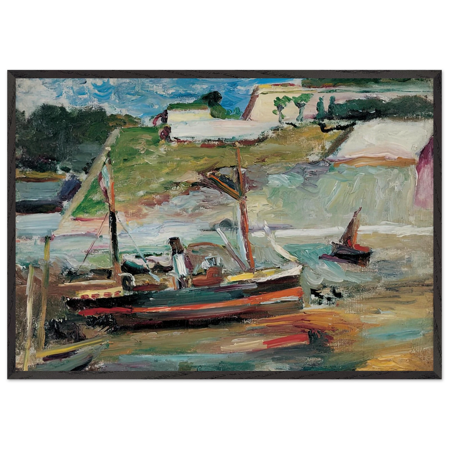 BELLE ILE LE PORT DE PALAIS 1896 - Henri Matisse 70x100 cm / 28x40 inches Framed Art Print – Black Wooden Frame