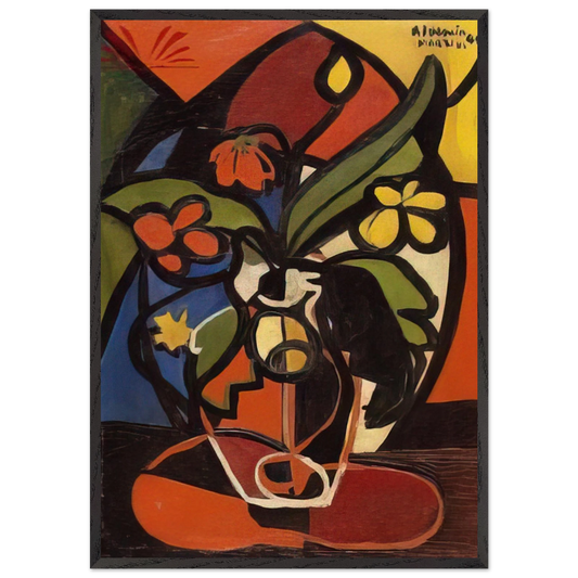 Vase of Flowers - 1949 - Aldemir Martins 70x100 cm / 28x40 inches Framed Art Print – Black Wooden Frame
