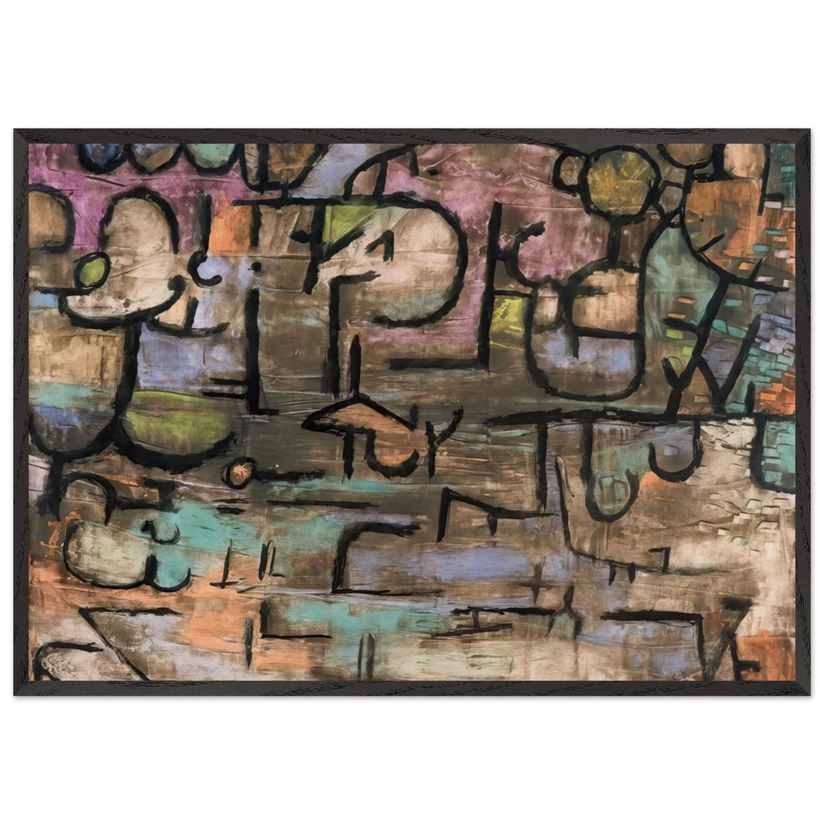 AFTER THE FLOODS 1936 - Paul Klee 70x100 cm / 28x40 inches Framed Art Print – Black Wooden Frame