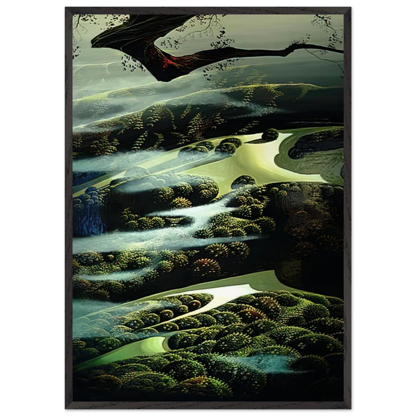 Carmel Valley Memory - Eyvind Earle 70x100 cm / 28x40 inches Framed Art Print – Black Wooden Frame