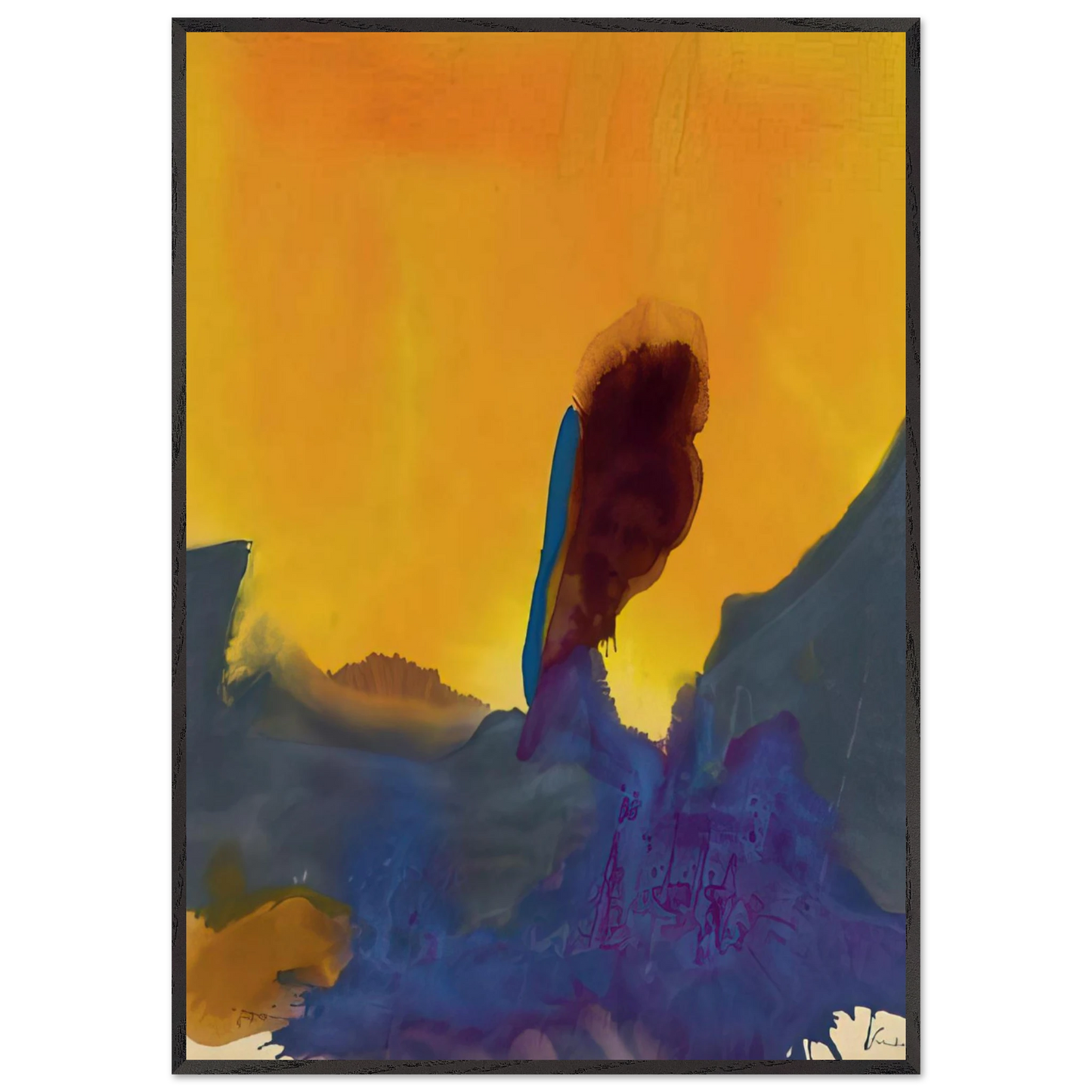 Helen Frankenthaler - Glow II - 1968 Wall art - 70x100 cm / 28x40 inches - Premium Wooden Framed Poster With Fine Art Paper-canvas - Wood frame