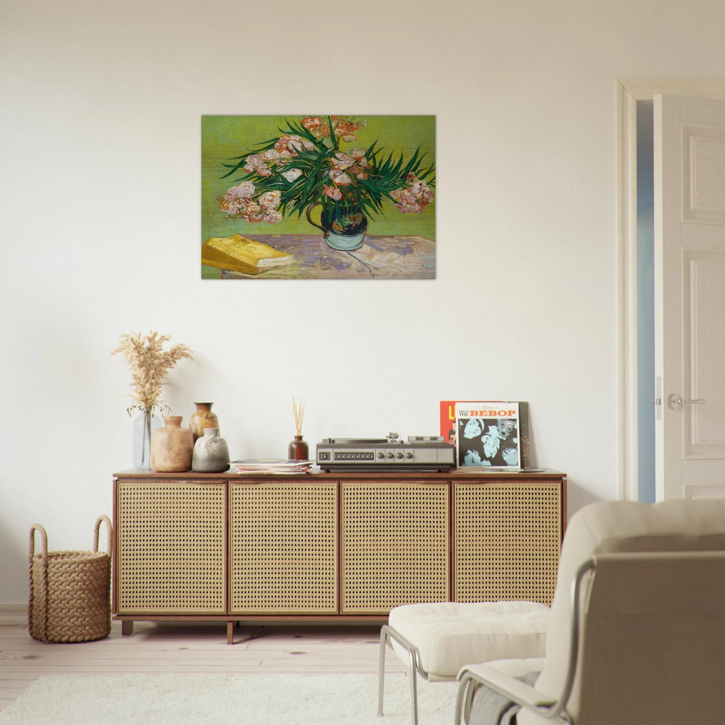 Oleanders and Books - Vincent van Gogh Brushed Aluminum Print - 70x100 cm / 28x40 inches | Vincent van Gogh Aluminum Print | Vincent van Gogh Prints