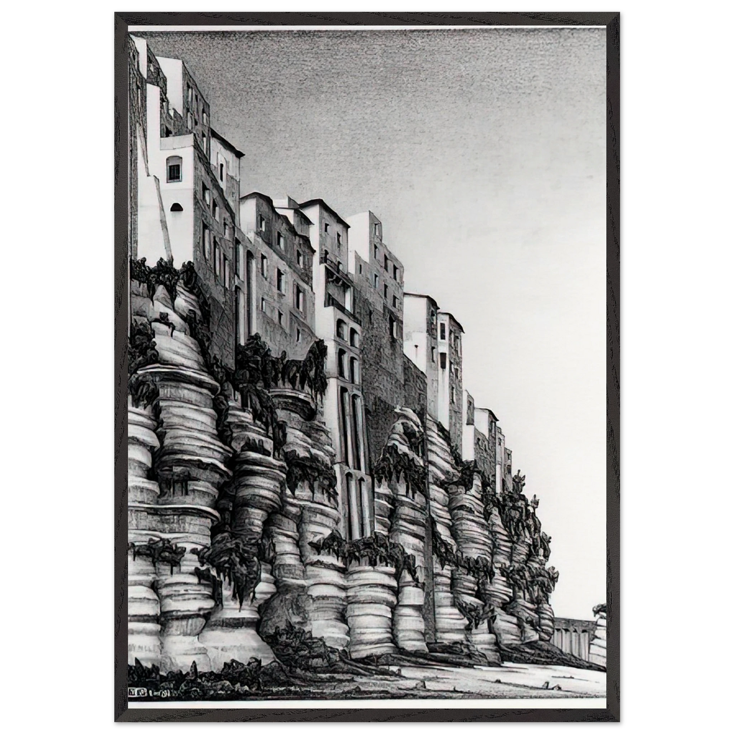 TROPEA CALABRIA - MC Escher 70x100 cm / 28x40 inches Framed Art Print – Black Wooden Frame | Maurits Cornelis Escher Prints