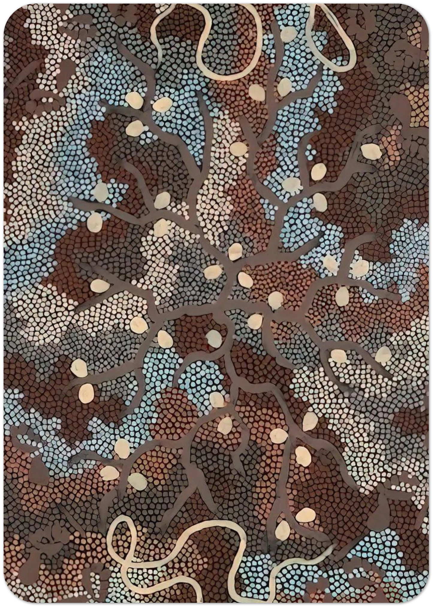 Bush Tucker Dreaming - 1984 By Clifford Possum Tjapaltjarri Pack of 10 Post Cards | Clifford Possum Tjapaltjarri Post Cards | A6 (10.5 x 14.8 cm) - 4.1 x 5.8 inches