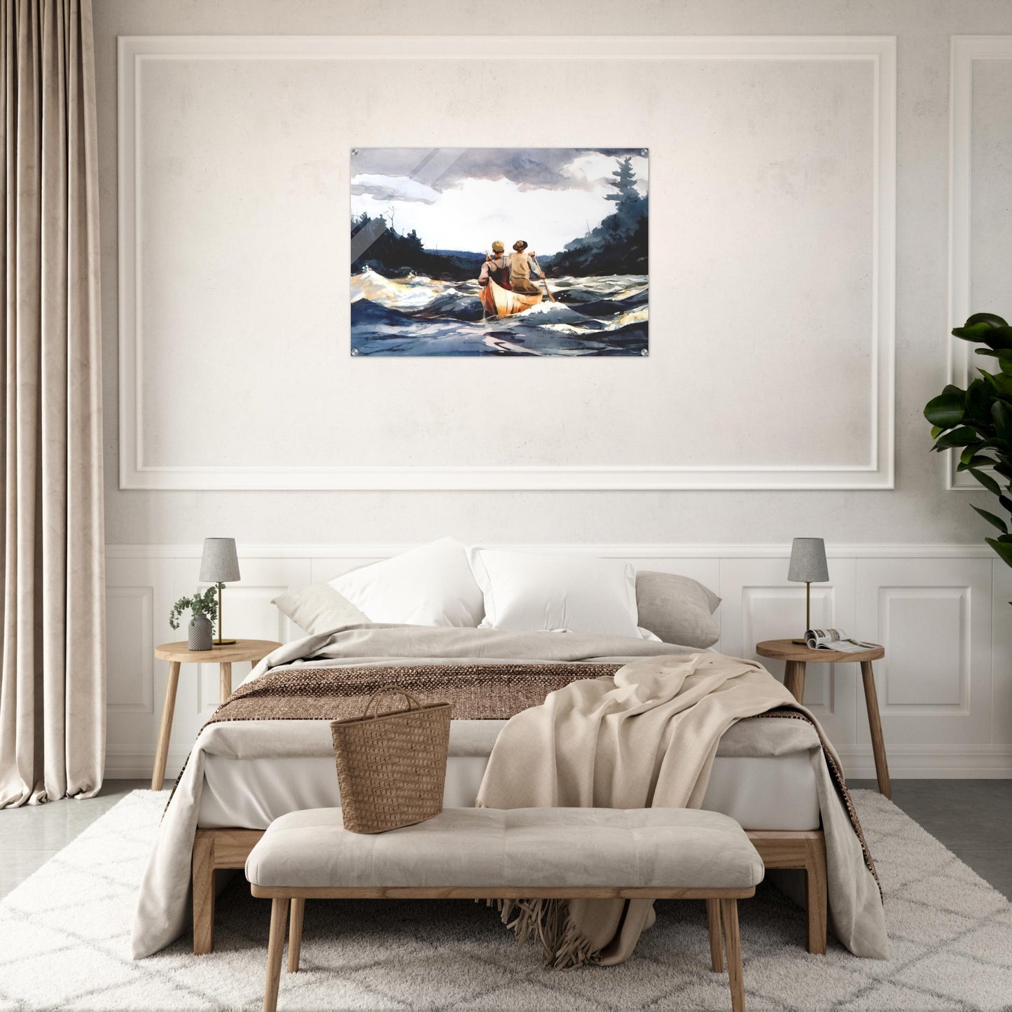 CANOE IN THE RAPIDS - Winslow Homer Acrylic Print - 70x100 cm / 28x40″ inches | Winslow Homer Wall Art | Winslow Homer Prints