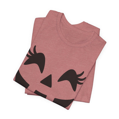 Jack O'Lantern Gesicht Kürbis Wimpern Halloween Damen Mädchen T-Shirt