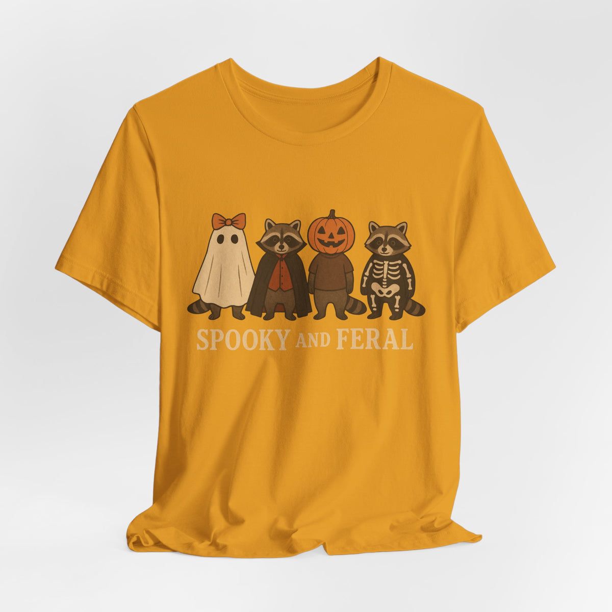 Gruseliges Waschbär-Shirt, lustiges Halloween-T-Shirt mit Grafik, süßes Vintage-Herbst-T-Shirt, trendiges Damen-Halloween-Shirt, T-Shirt mit wildem Waschbär-Motiv