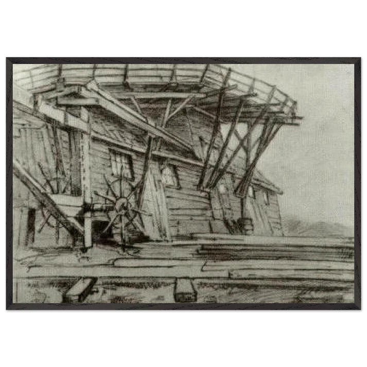 Saw Mill - Vincent van Gogh 70x100 cm / 28x40 inches Framed Art Print – Black Wooden Frame