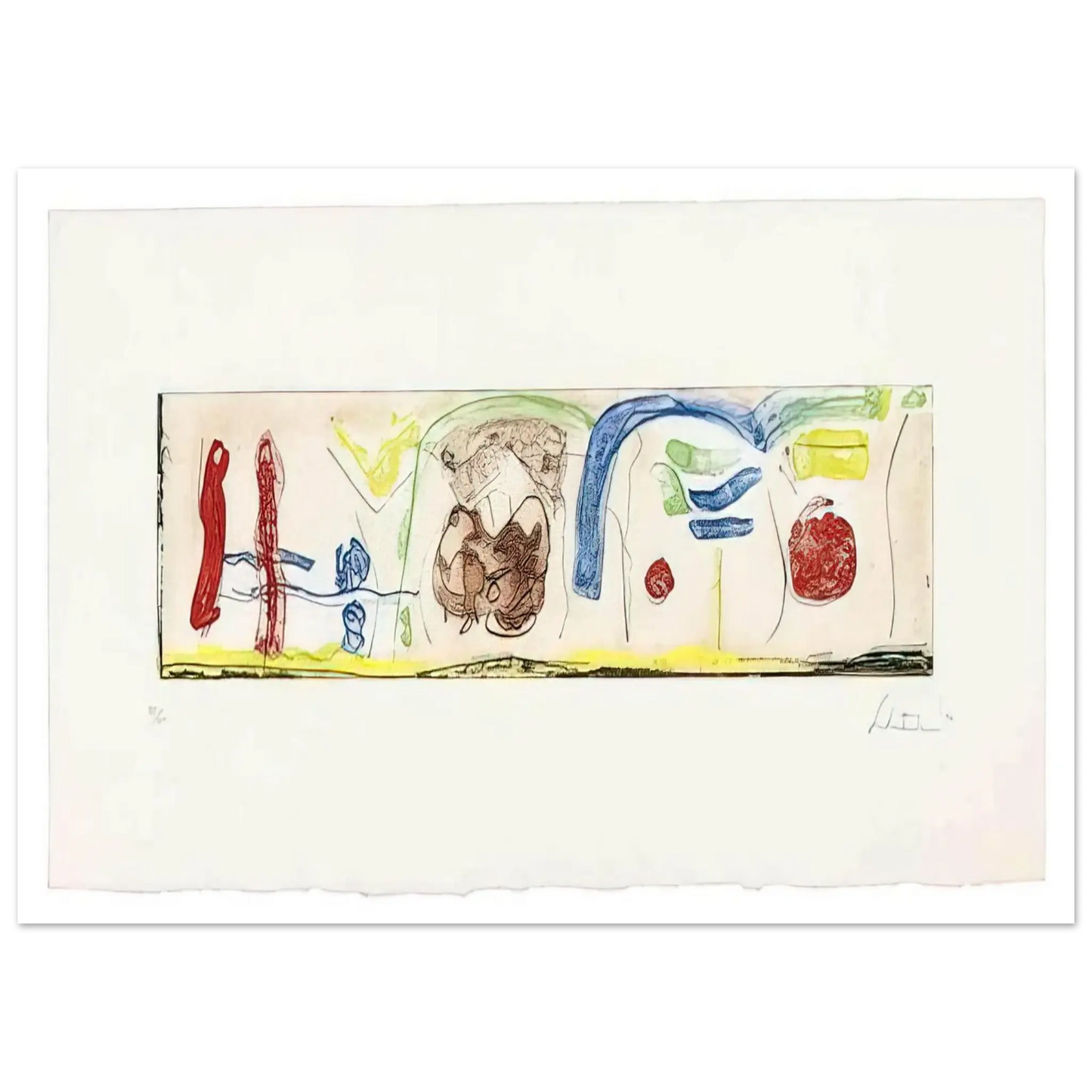 Helen Frankenthaler - Bridges - 1996 Wall art - 20x25 cm / 8x10 Inches - Premium Wooden Framed Poster With Fine Art Paper - Black frame