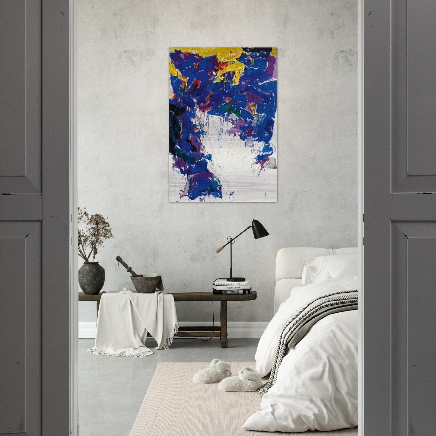 Violet Yellow and White - Sam Francis Brushed Aluminum Print - 70x100 cm / 28x40 inches | Sam Francis Aluminum Print | Sam Francis Prints