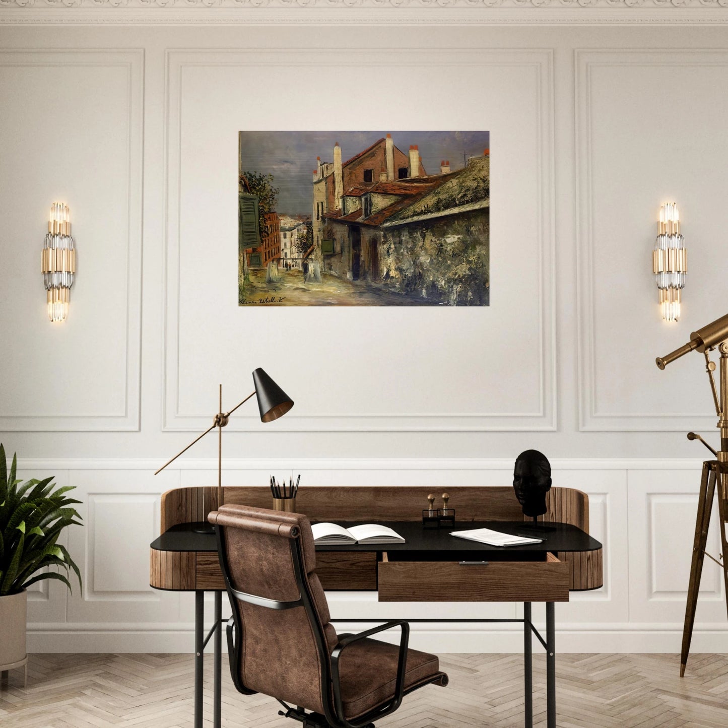 THE HOUSE OF MIMI PINSON IN MONTMARTRE - Maurice Utrillo Brushed Aluminum Print - 70x100 cm / 28x40 inches | Maurice Utrillo Aluminum Print | Maurice Utrillo Prints