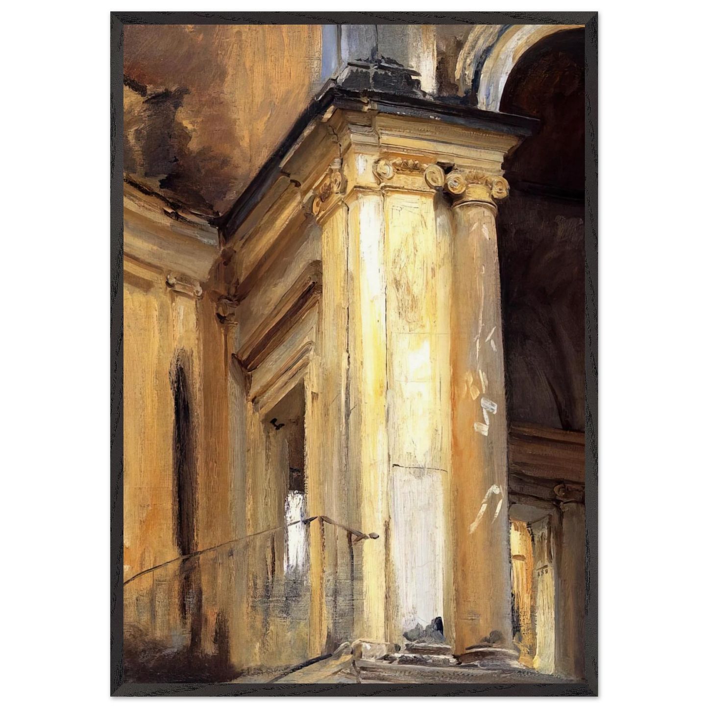 Roman Architecture - John Singer Sargent 70x100 cm / 28x40 inches Framed Art Print – Black Wooden Frame
