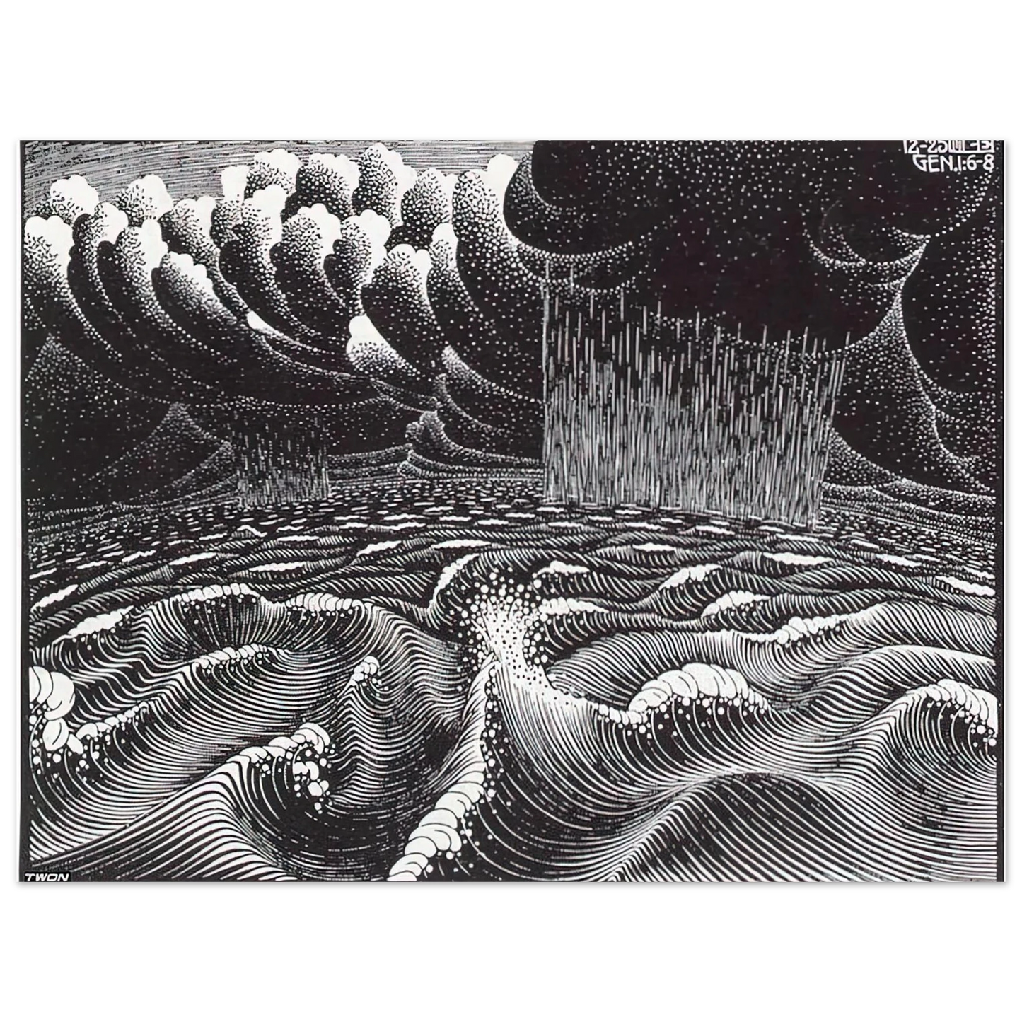 MC Escher - THE 2ND DAY OF THE CREATION Wall Art - 21x29.7 cm / 8x12" - Fine Art Poster-canvas - -