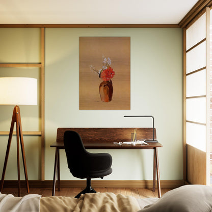 FLOWERS IN A POT - Odilon Redon Brushed Aluminum Print - 70x100 cm / 28x40 inches | Odilon Redon Aluminum Print | Odilon Redon Prints