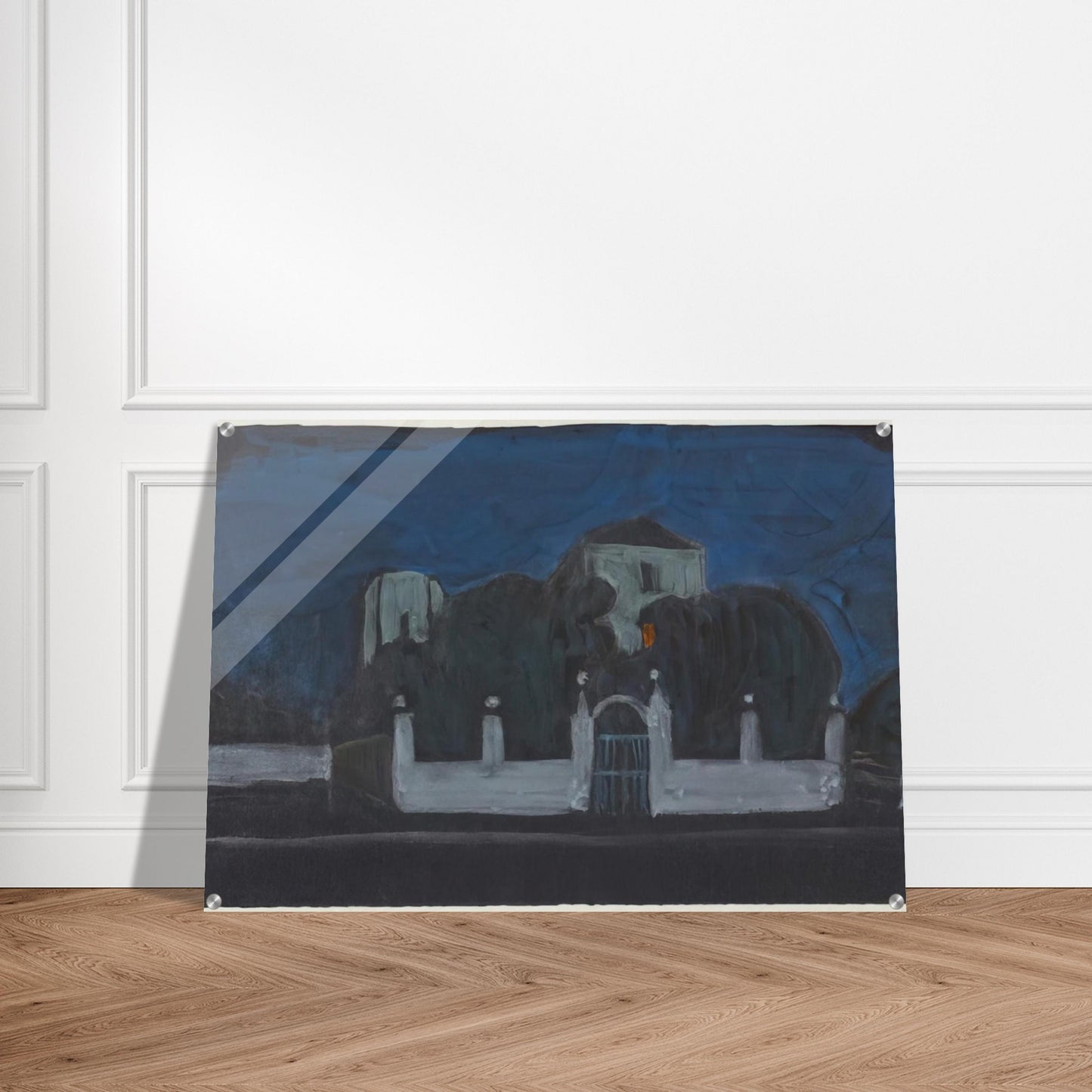 NIGHT GARDEN WITH BUILDINGS - Gabriele Munter Acrylic Print - 70x100 cm / 28x40″ inches | Gabriele Munter Wall Art | Gabriele Munter Prints
