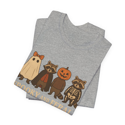 Gruseliges Waschbär-Shirt, lustiges Halloween-T-Shirt mit Grafik, süßes Vintage-Herbst-T-Shirt, trendiges Damen-Halloween-Shirt, T-Shirt mit wildem Waschbär-Motiv
