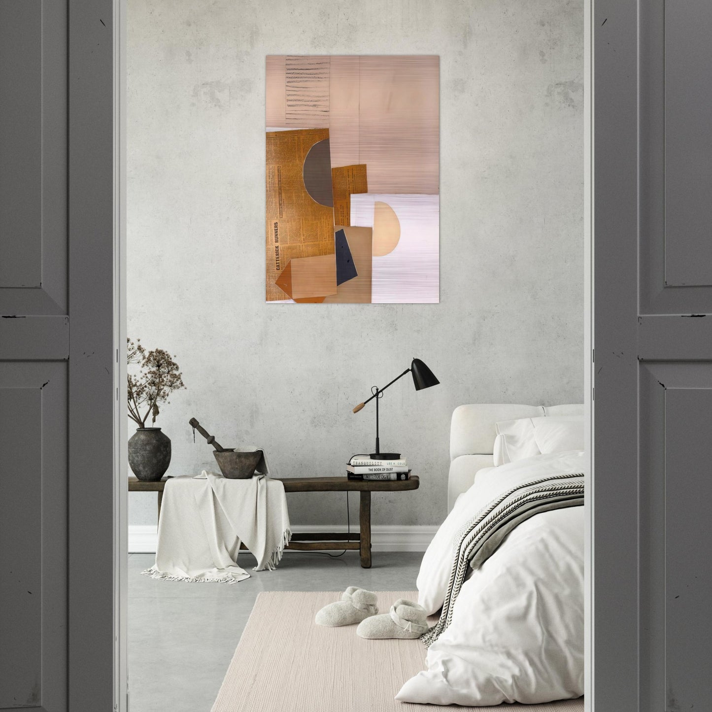 ABSTRACT IN WHITE GREY AND OCHRE 1949 - Victor Pasmore Brushed Aluminum Print - 70x100 cm / 28x40 inches | Victor Pasmore Aluminum Print | Victor Pasmore Prints