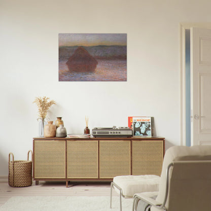 Stack of Wheat Thaw, Sunset - claude monet Brushed Aluminum Print - 70x100 cm / 28x40 inches | claude monet Aluminum Print | claude monet Prints