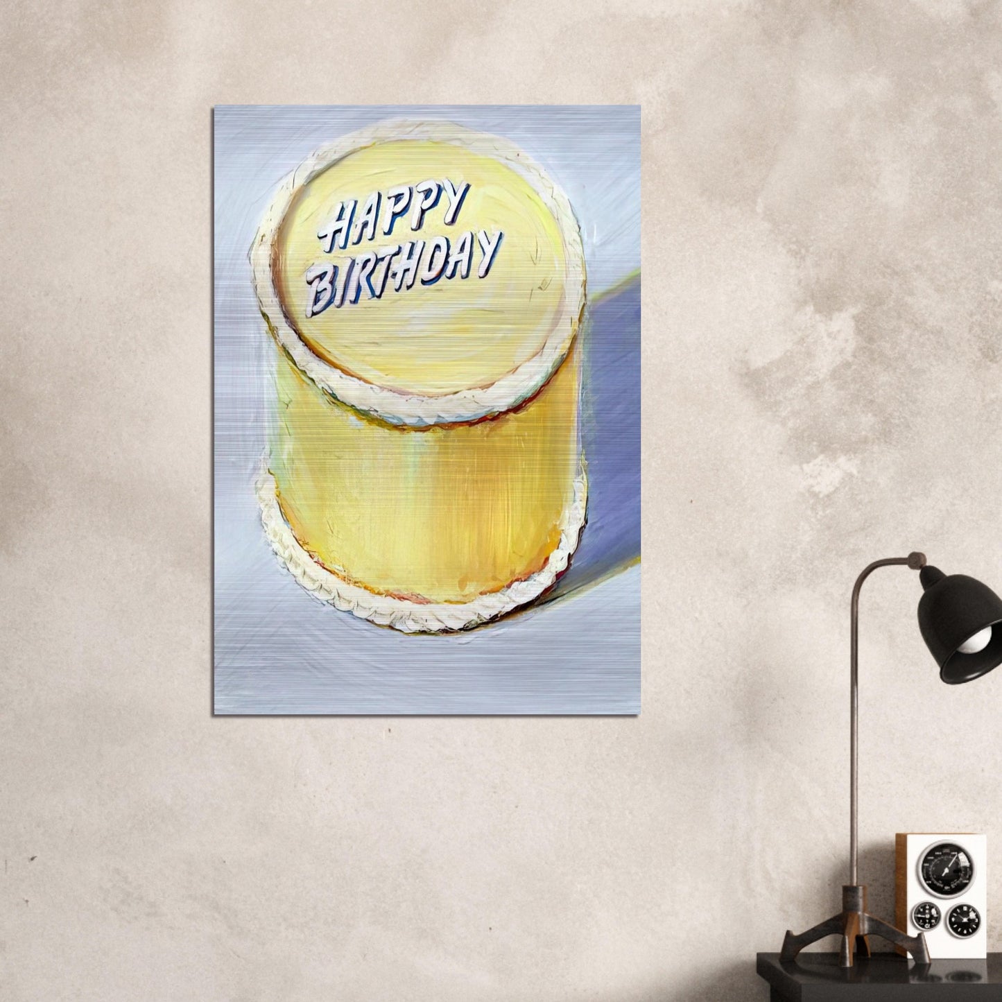 Happy Birthday Cake - 1975 - Wayne Thiebaud Brushed Aluminum Print - 70x100 cm / 28x40 inches | Wayne Thiebaud Aluminum Print | Wayne Thiebaud Prints