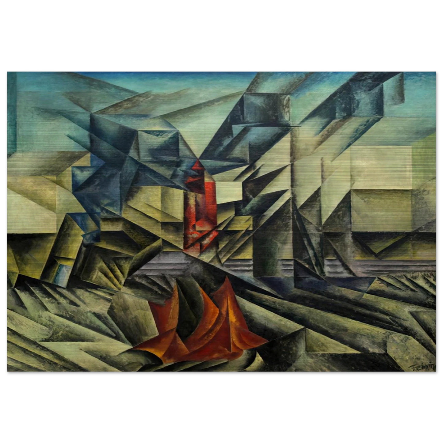 HARBOR MOLE 1913 - Lyonel Feininger Brushed Aluminum Print - 70x100 cm / 28x40 inches | Lyonel Feininger Aluminum Print | Lyonel Feininger Prints