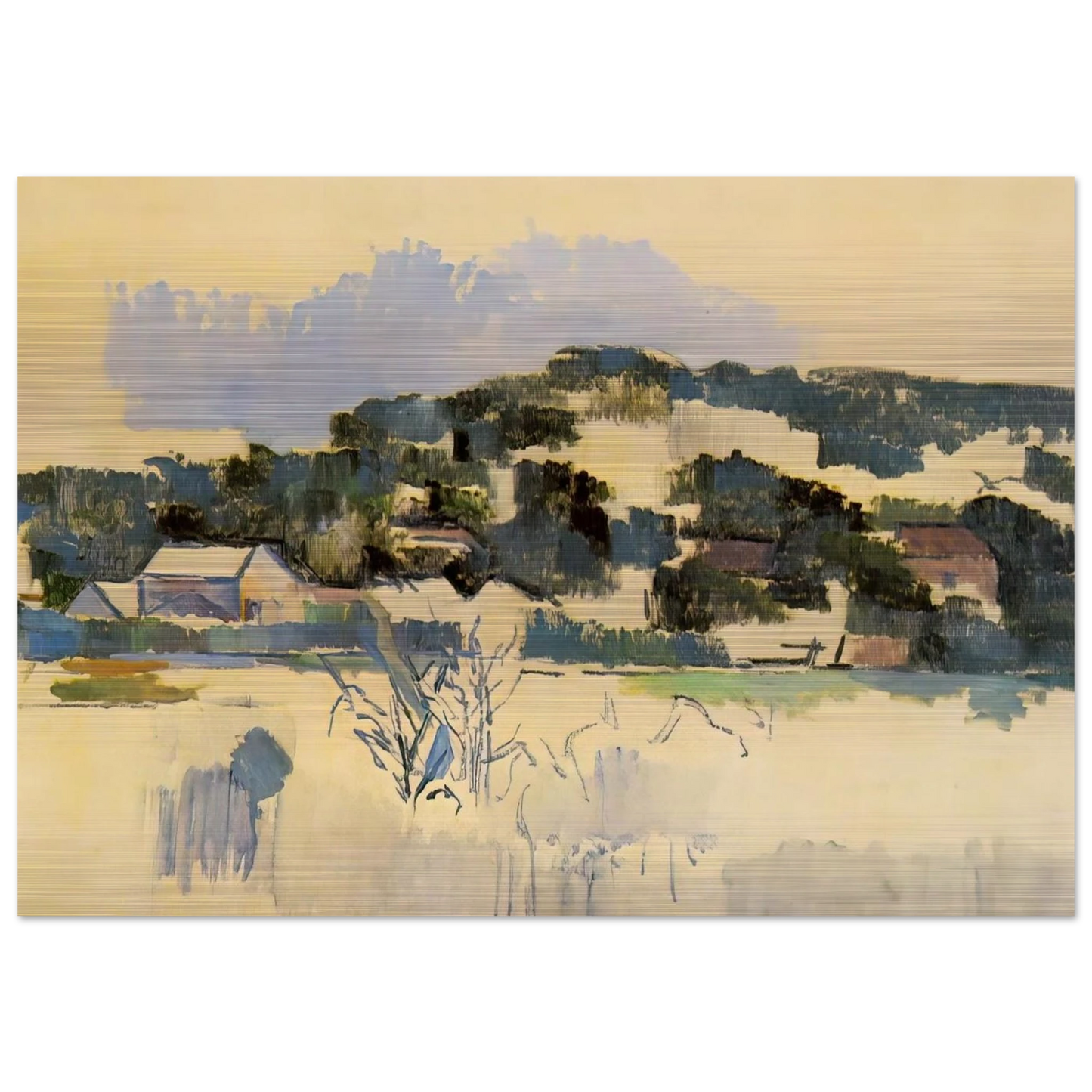 Houses on the Hill - Paul Cézanne Brushed Aluminum Print - 70x100 cm / 28x40 inches | Paul Cézanne Aluminum Print | Paul Cézanne Prints